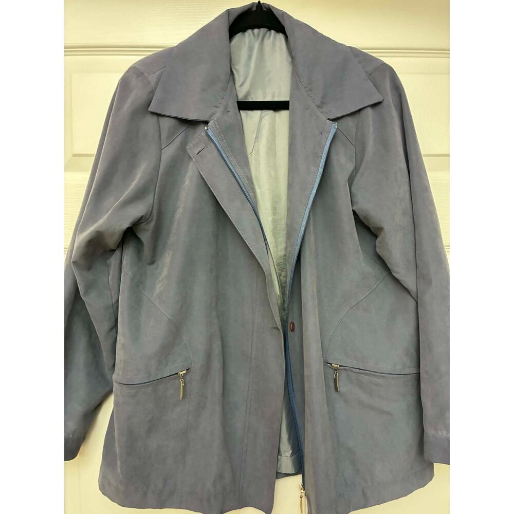 Women's Medium Lightweight Zip Front Jacket Slate Blue Lined Zipper Pockets